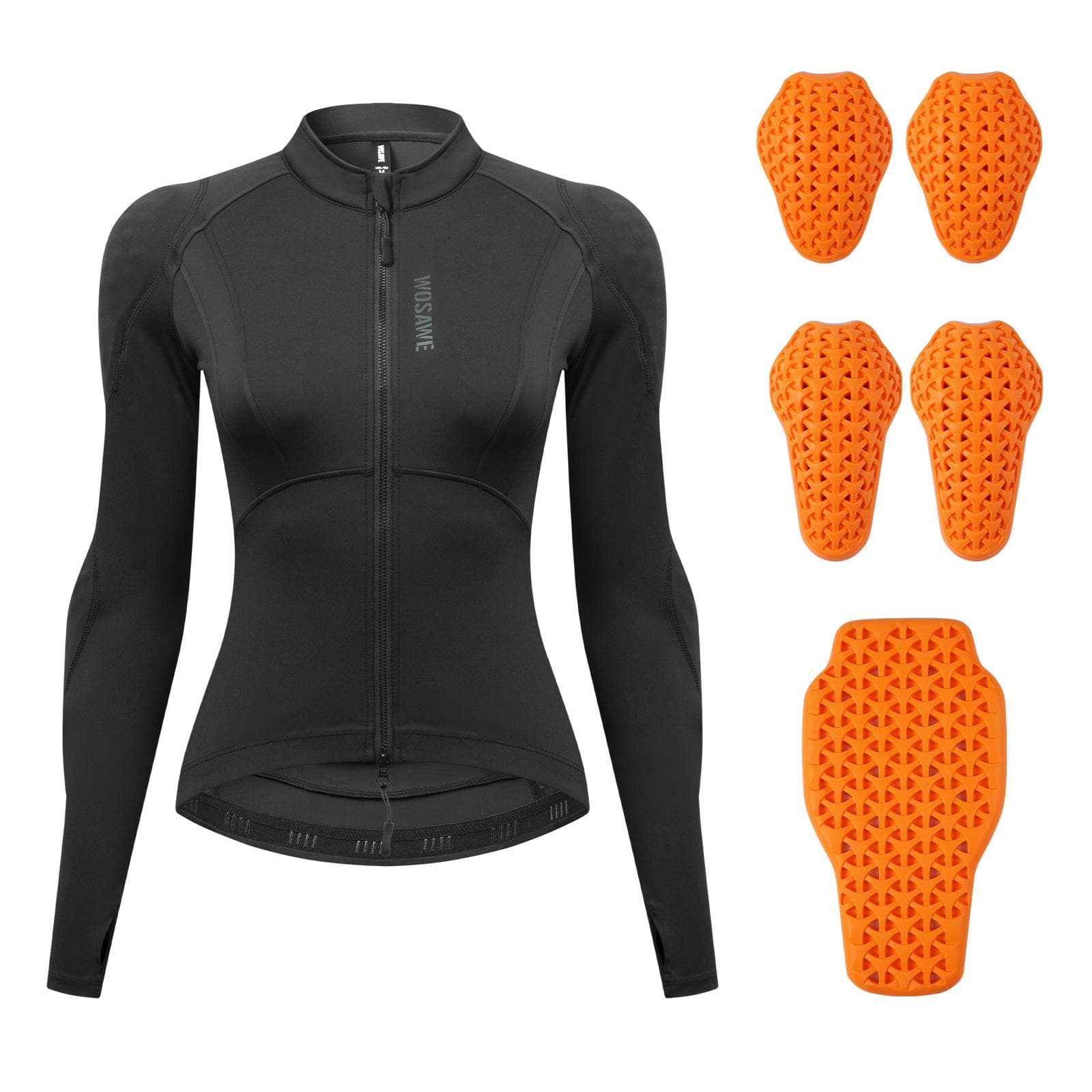 WOSAWE Women Rider's Clothing Riding Windproof Back Shoulder and Elbow Pads Removable Soft Pads Motorcycle Jacket M black