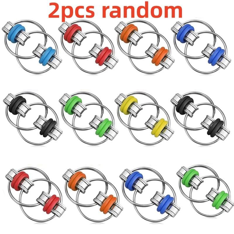 2-10pcs Stress Relief Chain Bicycle Chain Anti-Stress Keychain Hand-Spun Finger Fidget Flip Anxiety Relief Toy