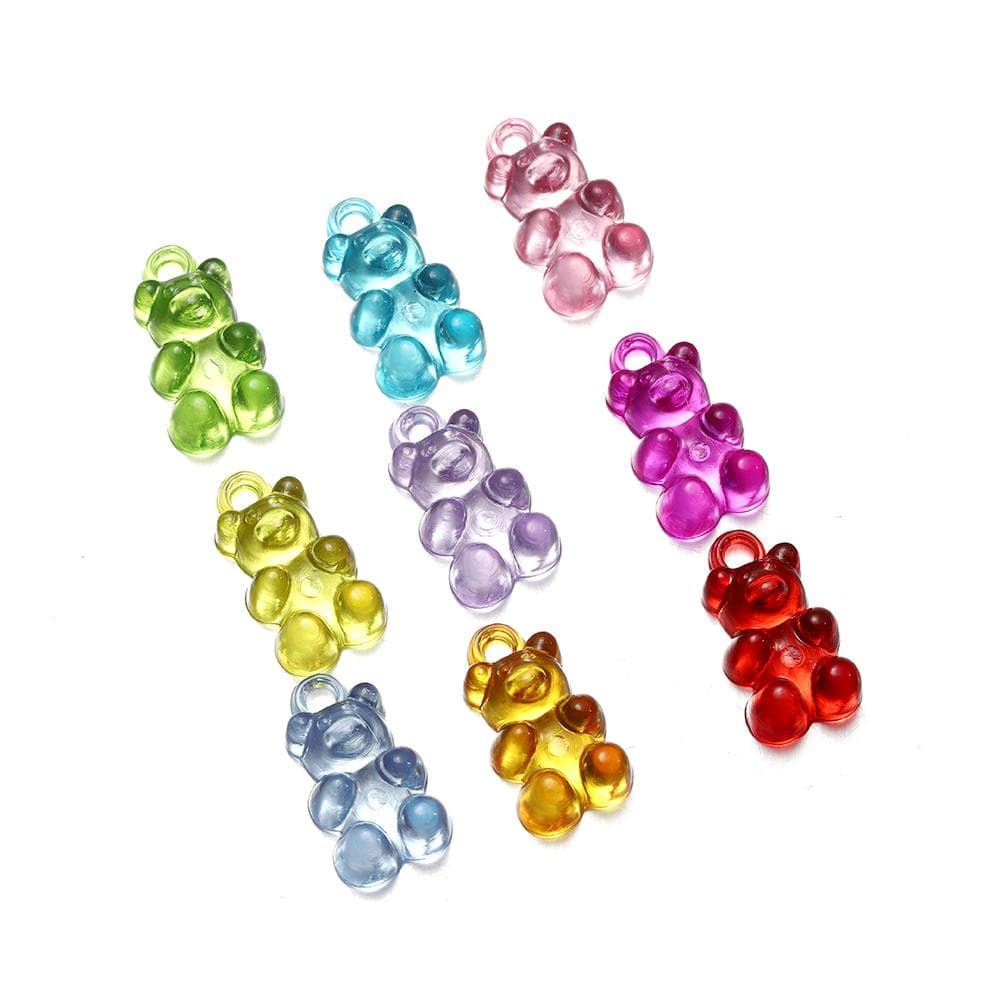 10pcs/lot Candy Color Resin Mini Bear Charms For Cute Earrings Pendants Necklaces Bracelets DIY Jewelry Making Accessories