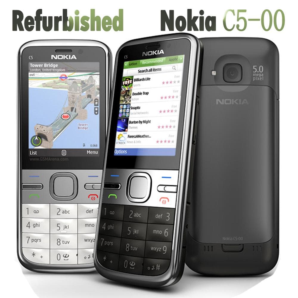 Refurbished Nokia Original Nokia C5-00 C5-00i Mobile Phone With 1 SIM Simple Set 3MP white