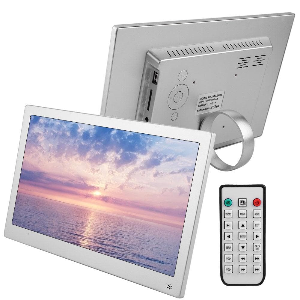 12.5Inch IPS Screen 1920*1080 Metal Digital Photo Frame Electronic Clock MP3 Movie Player UK Plug