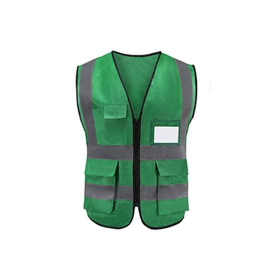 RS-SE High Visibility Warp Knitted Fabric Multi-pockets Safety Vest Reflective Clothes green