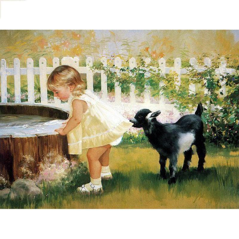 5D DIY Diamond Painting Girl and Dog Diamond Embroidery Mosaic Cross Stitch Decoration Gift 20X30CM