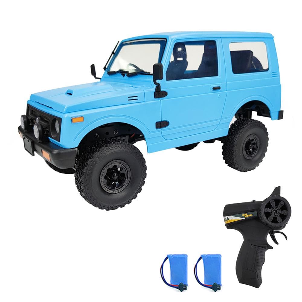 WPL Remote Control Truck 1/10 Remote Control Off-road Car 4WD 2.4GHz Climbing Car Full Scale for 2 battery blue