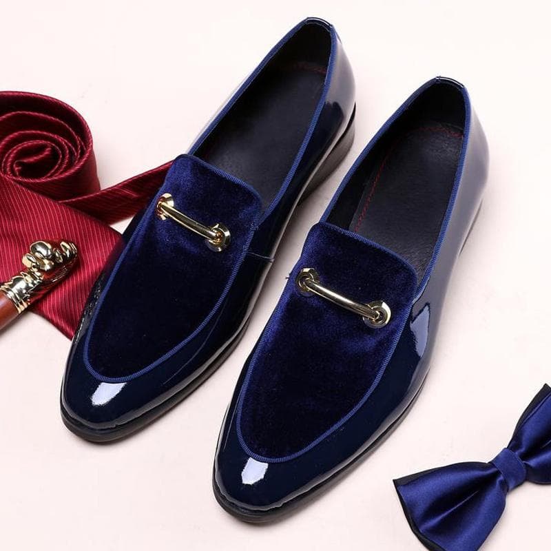 Men Fashion Business Leather Shoes Office Shoes Slip on Loafers Flat Shoes Wedding Dress Shoes Oxford Shoes Man Formal Shoes Big Size 45 blue