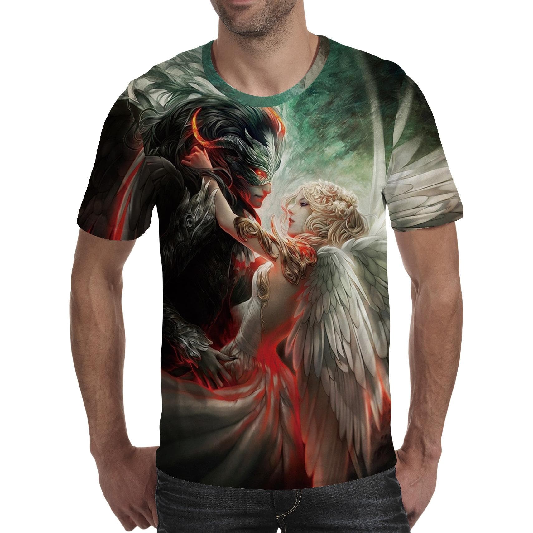 Men T shirt Spirit Anime 3D Fluorescent Angel Print T Shirt Unisex-Adult Hipster 3D T Shirts Street Hip Hop Oversized T-shirt 6XL