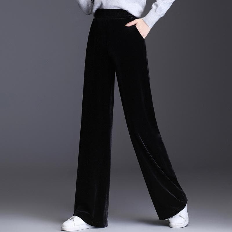 New Winter Style Velvet Gold Velvet Wide-leg Pants for Women Draped Trousers High Waist Straight-leg Casual Versatile Women's Pants L