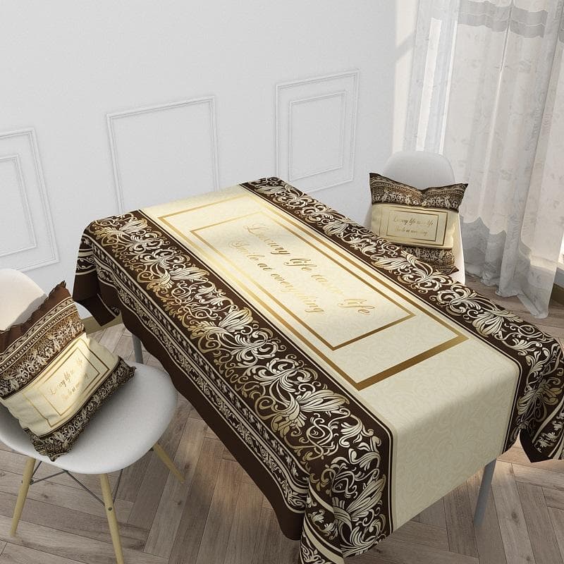 Waterproof Linen Tablecloth Household Ethnic Style retro Pattern Hotel Tablecloth Rectangular Kitchen Tablecloth 70-70cm
