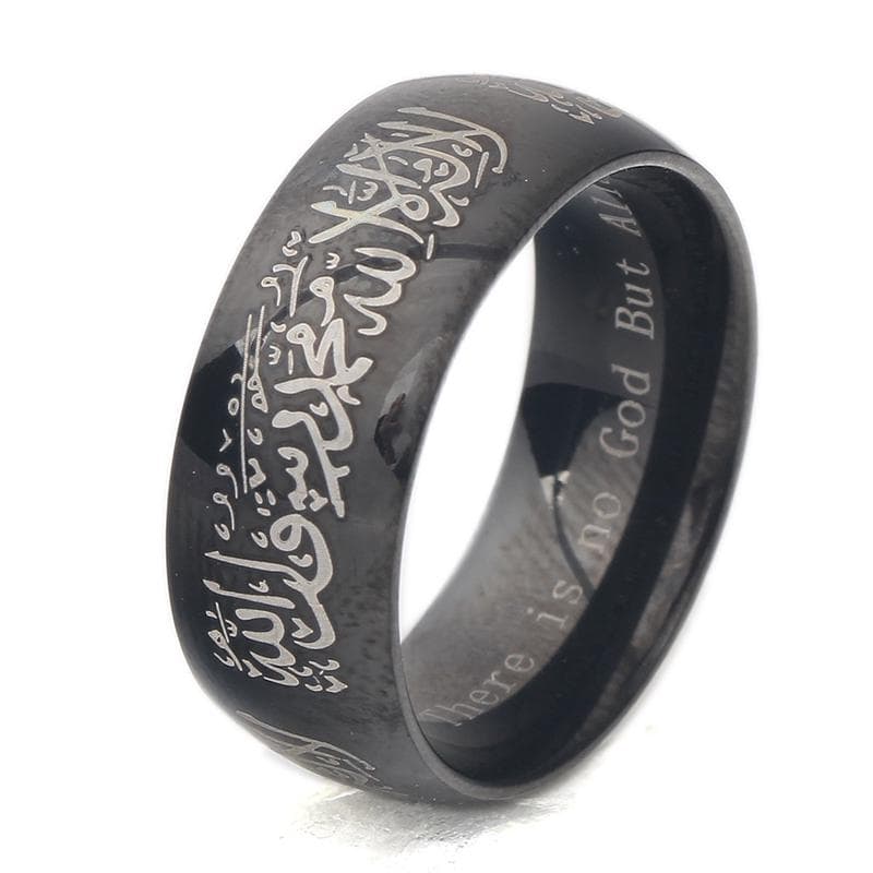 Titanium Steel Muslim Ring Religious Jewelry Ring Jewelry Islamic Ring 8 black