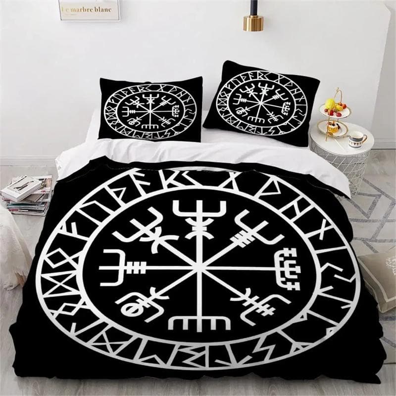 Viking Duvet Cover Set Nordic Viking Runes Print Bedding Set for Kids Teen Men King Size 2/3pcs Soft Polyester Comforter Cover 135X200cm-2pcs