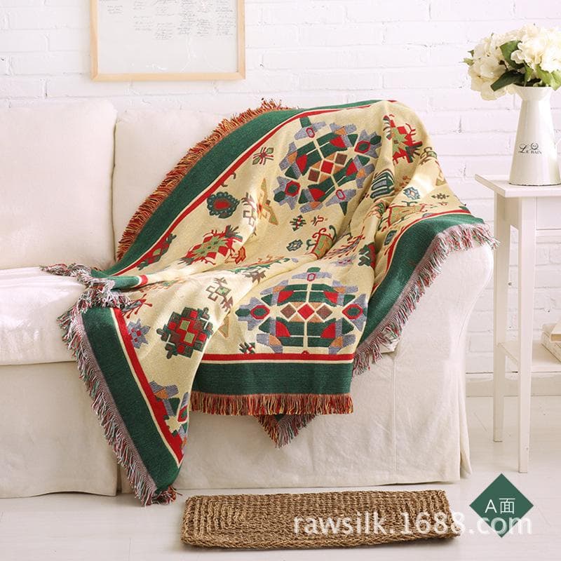 Retro Warm Sofa Towel European Fabric Sofa Chair Blanket Non-slip Double Sided Usable Couch Cover Jacquard Geometry Couch Cover 90x180cm 1pcs