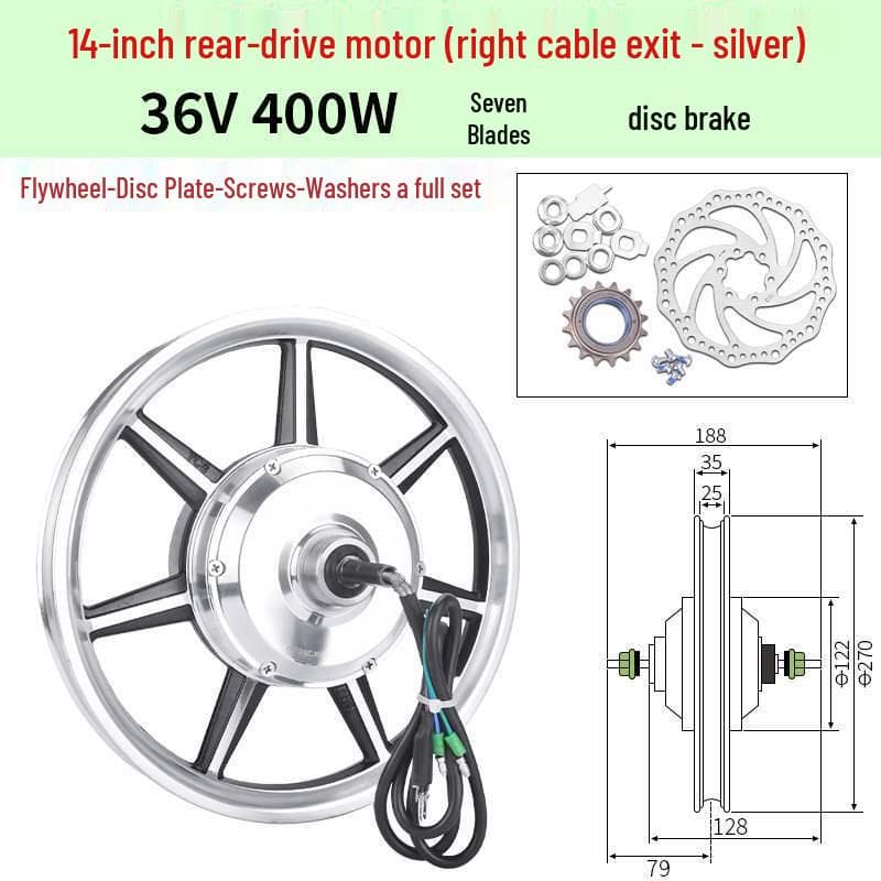 14 Folding Electric Bicycle Motor 36V/48V 350W-500W Front/Rear Drive High-Speed Hub