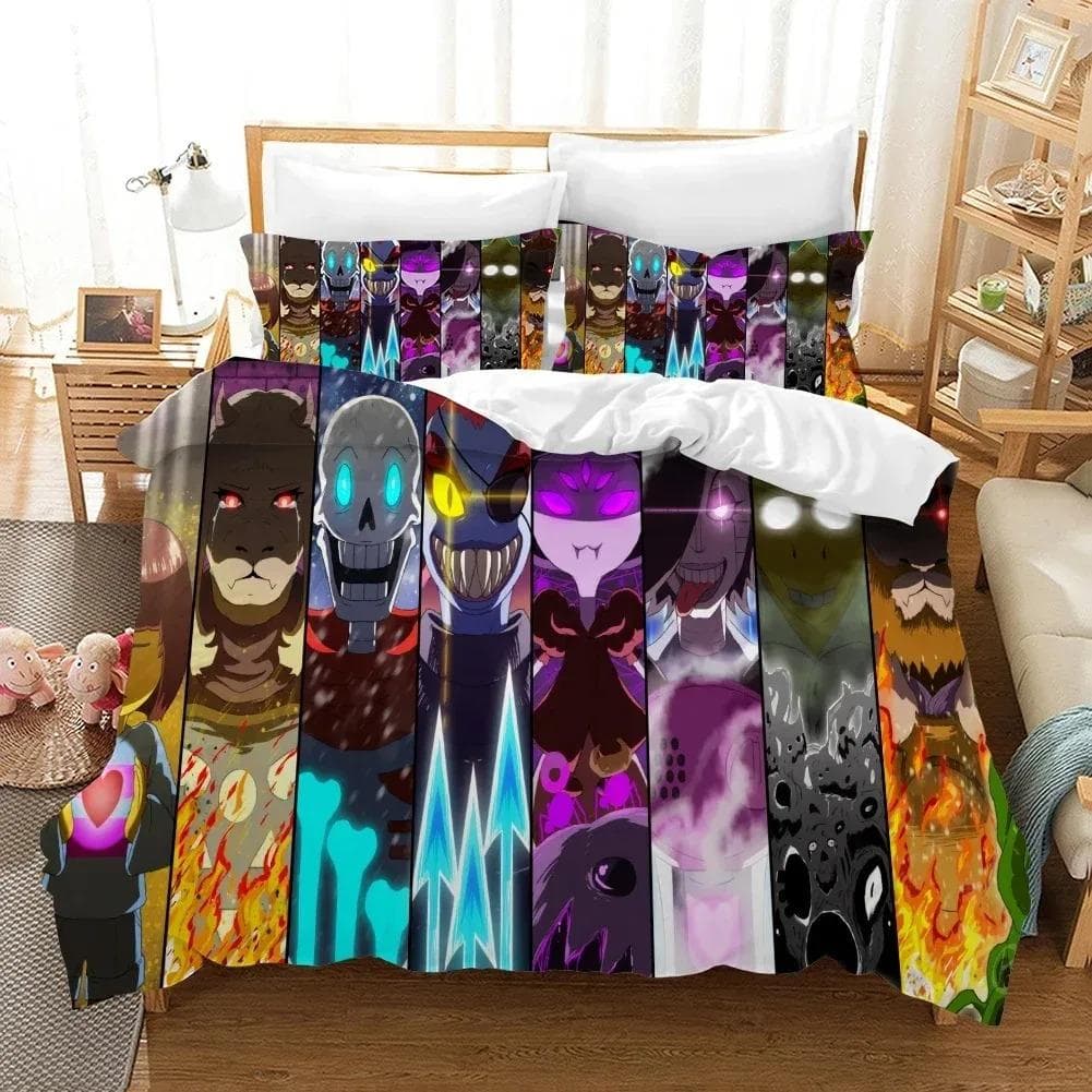 3D Printed Undertale Game Frisk Sans Papyrus Bedding Set Boys Girls Twin Queen Size Duvet Cover Pillowcase Bed Kids Adult EU Single 135x200cm