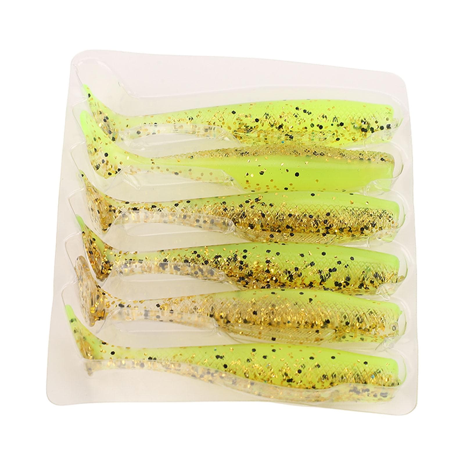 6pcs Soft Lures with T Tail Silicone 8cm 5g Double Color Lifelike Balanced Baits for Fishing