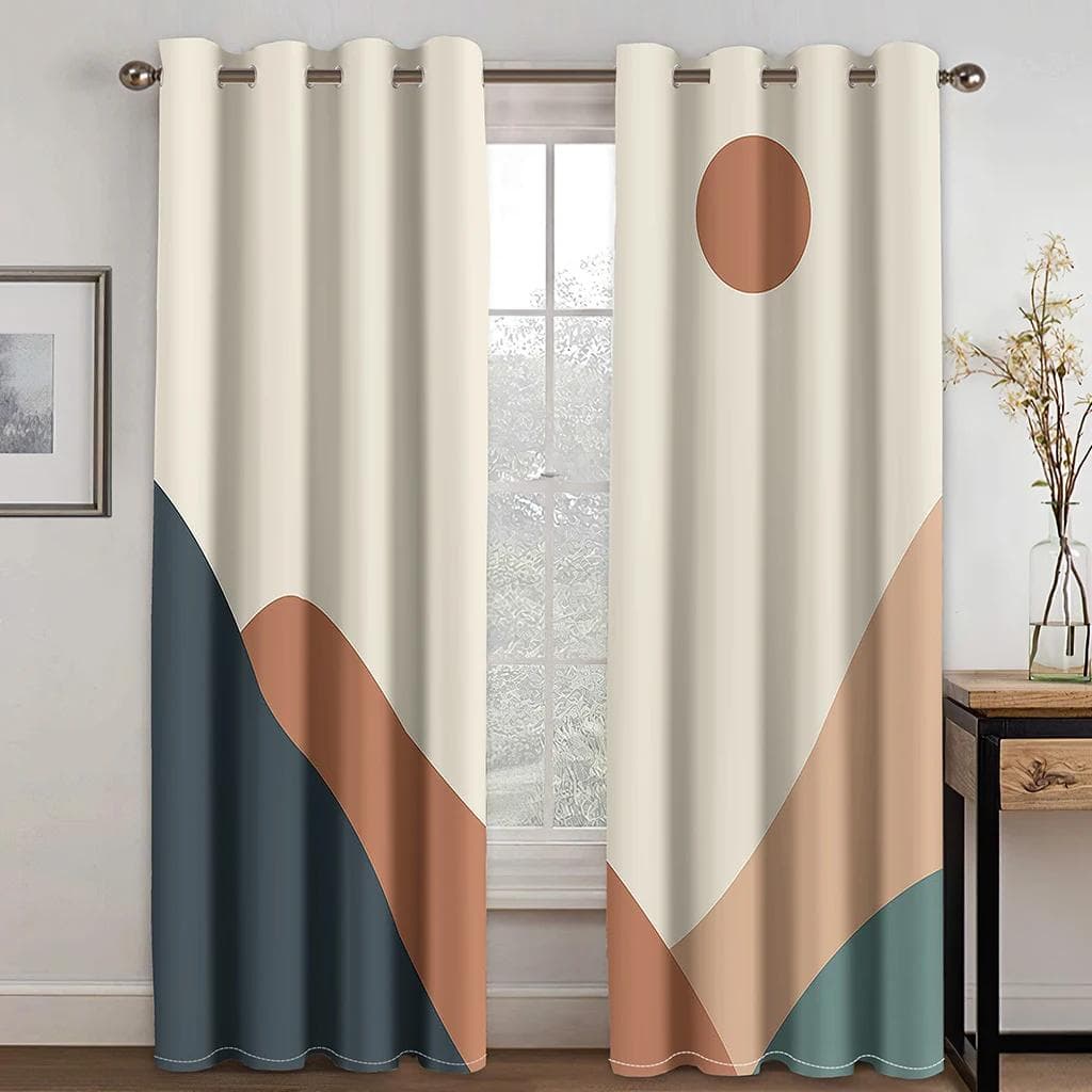 Abstract Art Anthestic Boho Morandi Window Curtains Blinds For Living Room Bedroom Bathroom Kicthen Office Door Home Decor 2Pcs 100W160H(CM)40x63in&Grommet Top