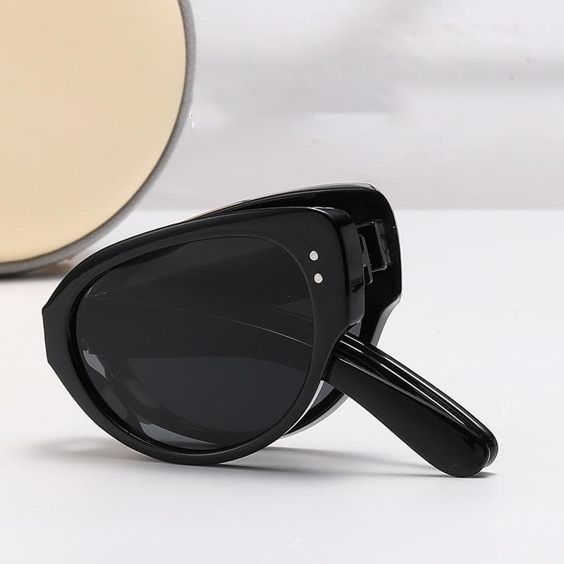 Retro Cat Eyes Foldable Sunglasses 9674 High-end Fashion UV Protection Narrow Frame Sunproof
