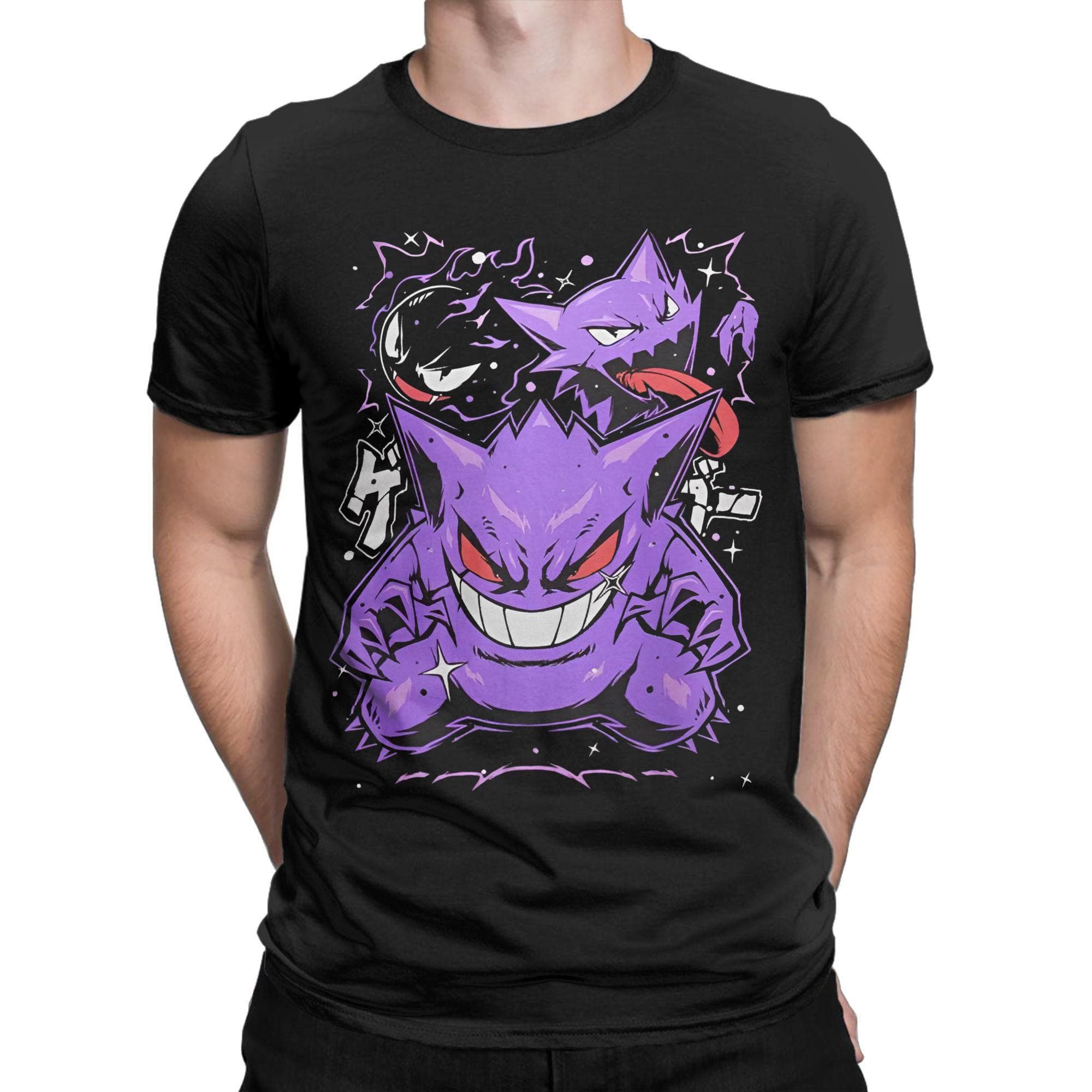 Ghost Gym T Shirt for Men Cotton T-Shirt Gengar Kaiju Japan Style Pocket Tee Shirt Short Sleeve Clothes Gift Idea M