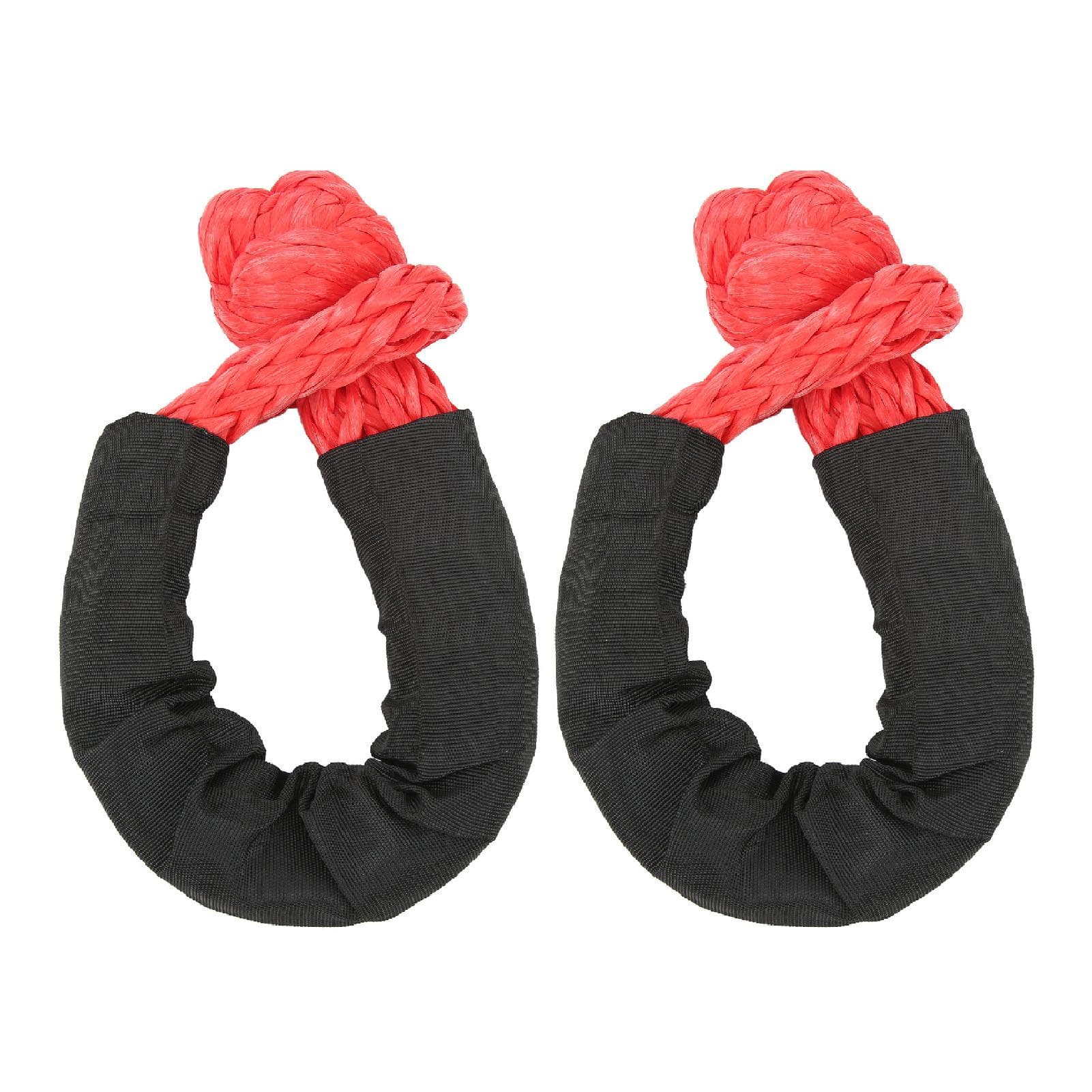 2Pcs Recovery Soft Shackle 35 Tons Breaking Strength Lightweight Rope Shackle for Truck Large SUVs red