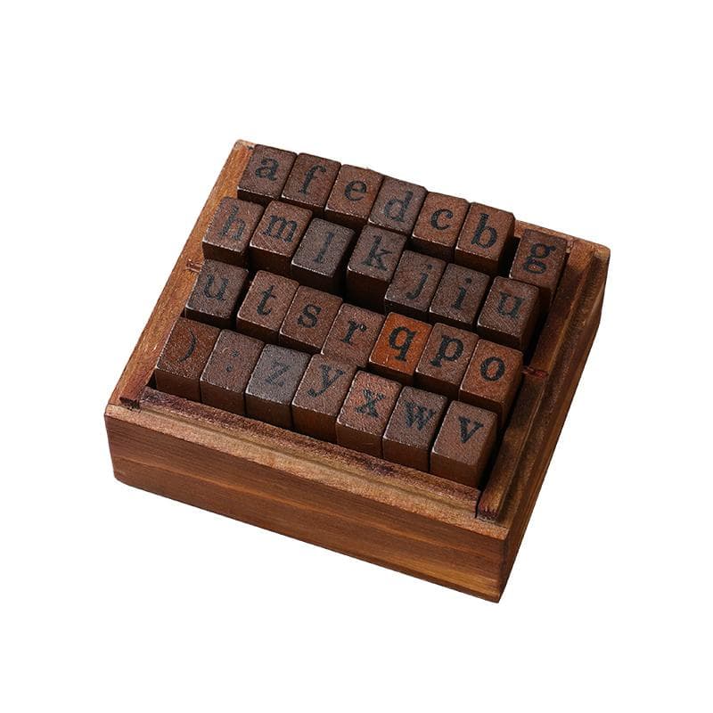 Yoofun 28pcs Alphabet Stamps Vintage Wooden Rubber Letter Standard Stamp Set for Craft Card Making Planner Scrapbooking Journals MYY Regular lower case