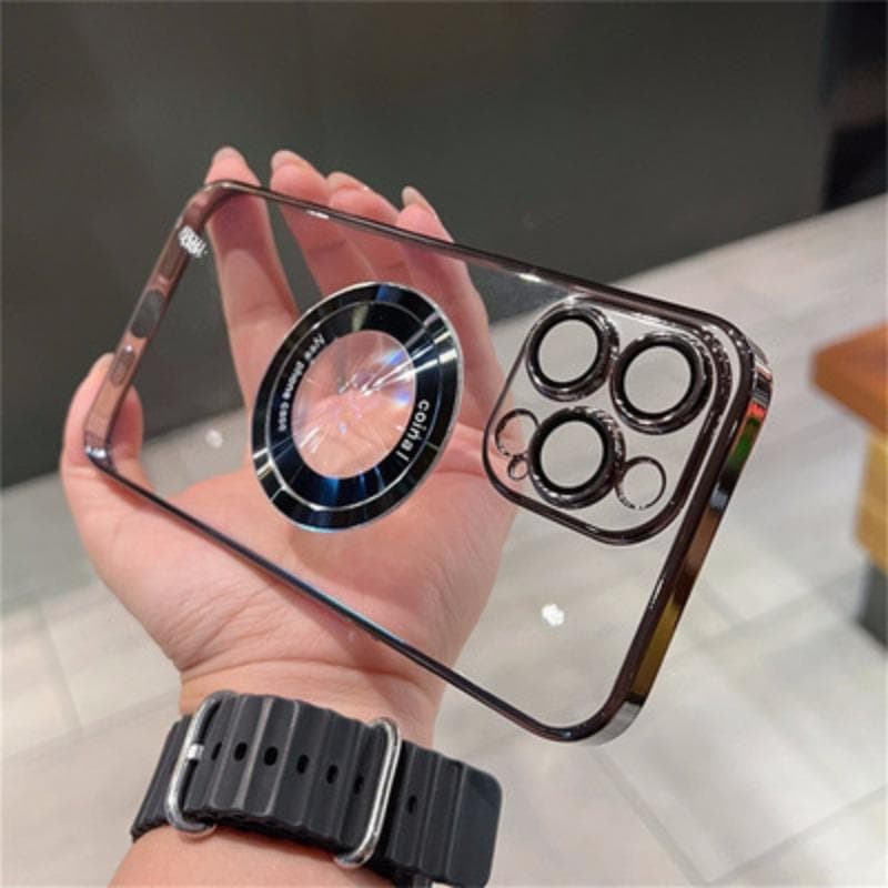 Advanced Leakage-sensitive Marking Is Suitable for IPhone 16 Magnetic Phone Case 15 Electroplated Transparent Apple 14 ProMax Protective Case iPhone11pro black