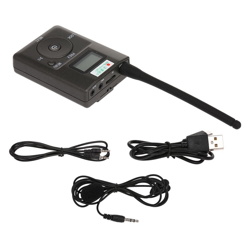 Portable 3.5mm Low-power FM Transmitter Digital Stereo Radio Broadcast MIC black