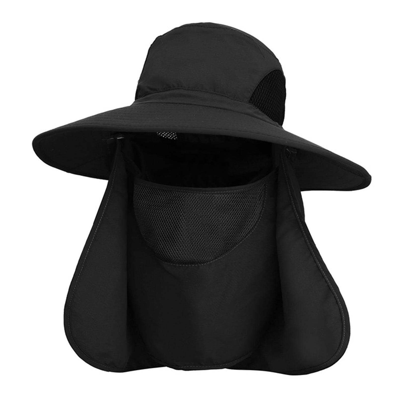 Outdoor UV Protection Sun Hat Fishing Hat with Face Cover and Neck Flap for Men and Women Hiking dark gray