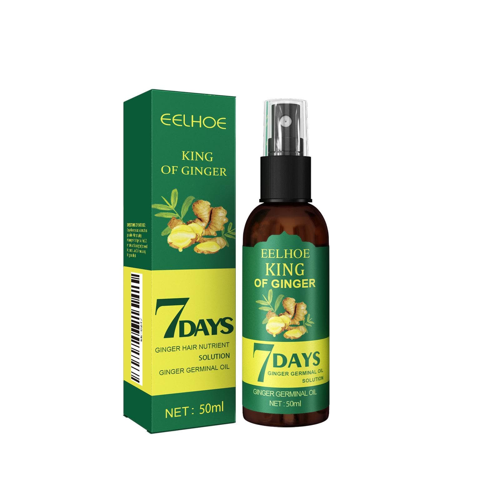 Ginger Hair Oil & Biotin Hair Serum, 7-Day Ginger Nourishing Scalp Massage for All Hair Types, Hydrating Hair Treatment,Ginger Hair Spray 50ml