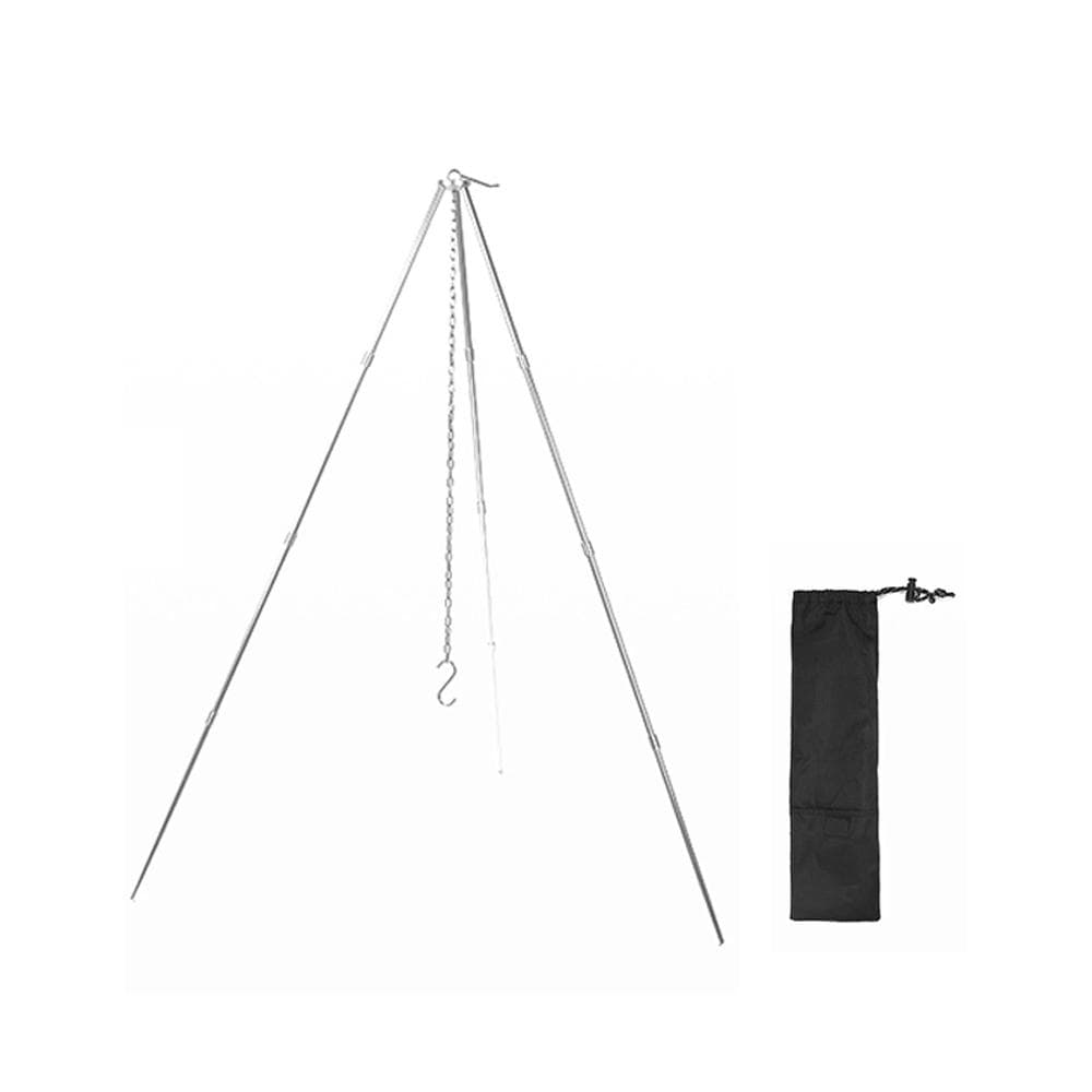 Detachable Outdoor Campfire Tripod Bonfire Rack Portable Aluminum Alloy Hung Pot Stand Folding L silver