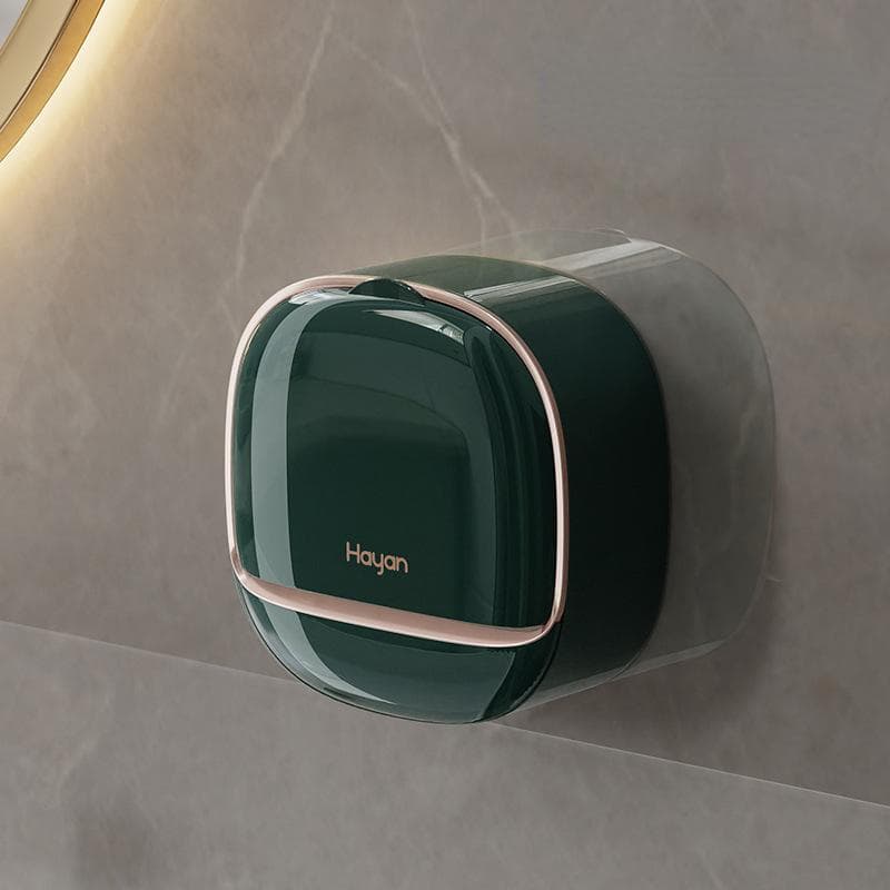 Creative Bathroom Soap Holder Wall Mounted Soap Box With Lid Bathroom Accessories Soap Dish Storage Boxes For Soap dark green