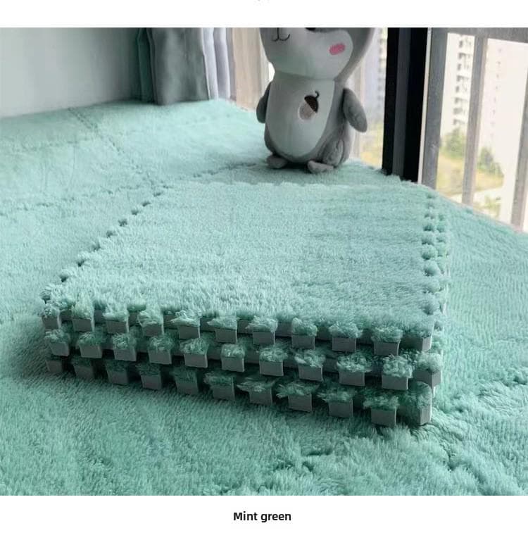 Elegant 2022 Dirt-Resistant Bedroom Carpet and Living Room Floor Mat for Master Bedroom and Bay Window. 30x30CM 10pcs + Edging mint green