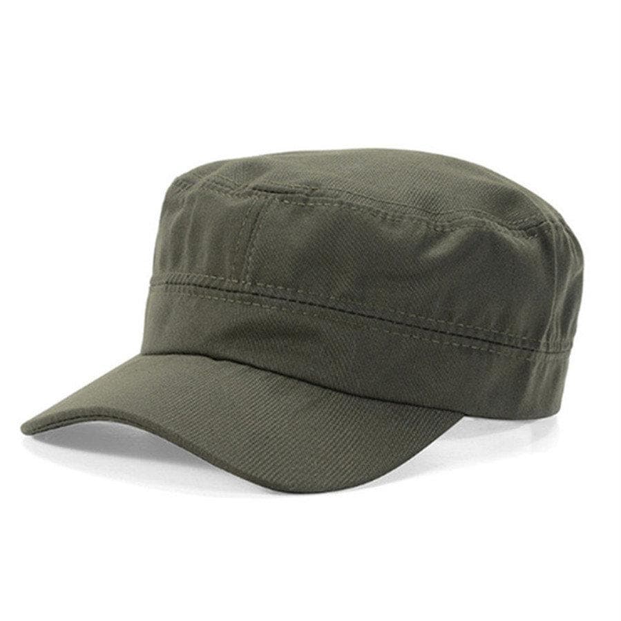 Autumn and Winter Unisex Hat Simple Retro Flat Cap Outdoor Leisure Military Cap All-match Cap One Size army green