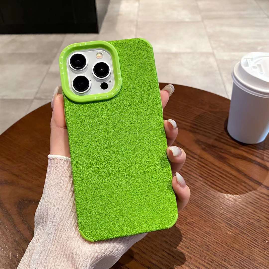 Applicable To IPhone 15 Leather Cover Phone Case Contrasting Color Macaron 13 14 Max Anti-fall Soft Case iPhone 15Plus