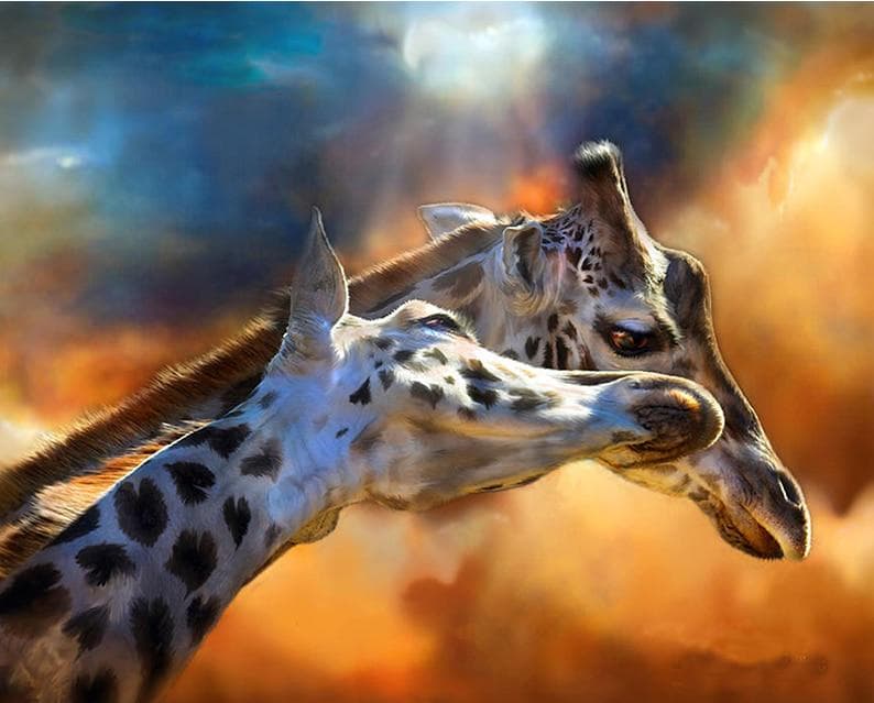 Diamond Painting Giraffe Animal Diamond Embroidery Cross Stitch Full Circular Rhinestone Home Decor 20X30CM