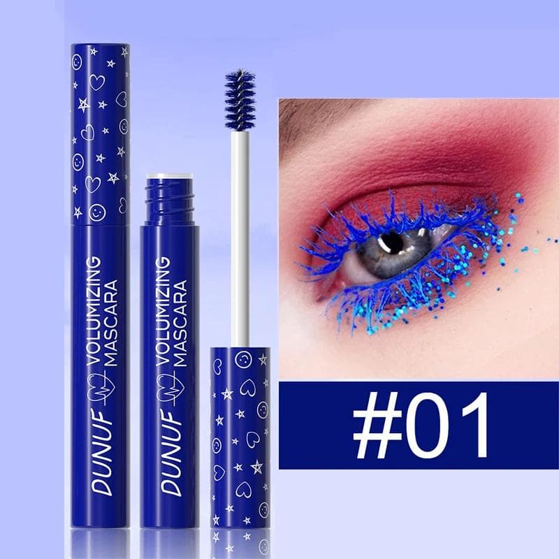 Colorful Curling Mascara Stage Makeup Waterproof Green Mascara Cream Blue Purple Curling Lengthen Quick Dry Eyelashes Makeup blue
