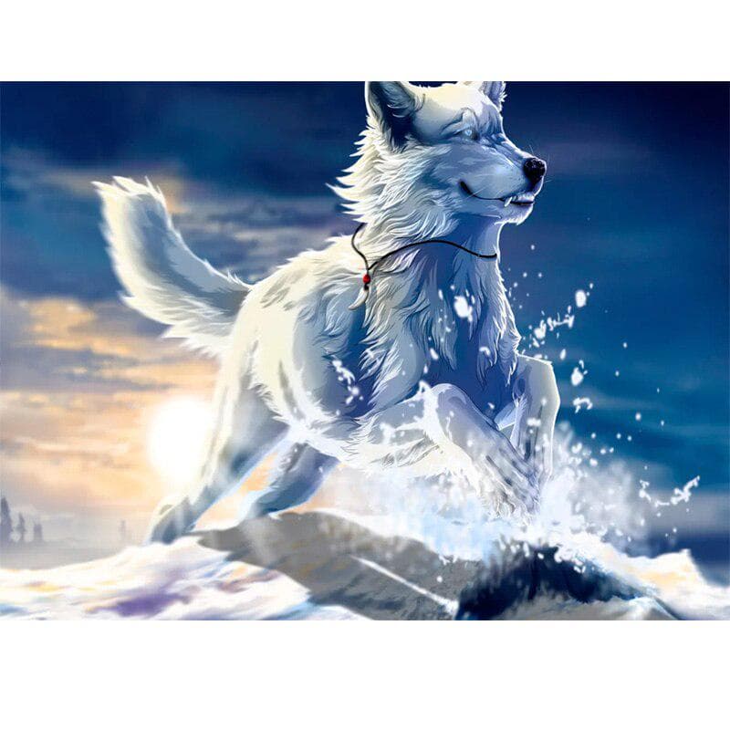 Diamond Painting Lone Wolf Embroidery Cross Stitch Full Round Rhinestones Home Decor Wall Art 20X30CM