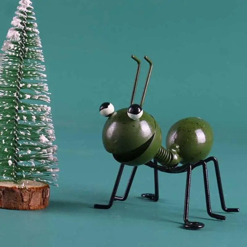 Metal Ants Garden Decoration, Fence Lawn Bedroom Living Room Hanging Wall Decoration, 3D Sculpture Ants Art Decoration Ornament green