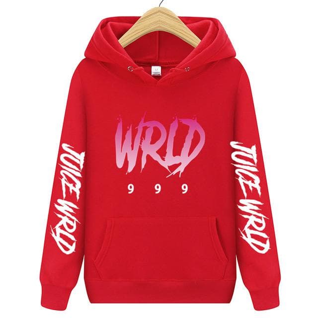 Men's And Women's Long Sleeves Rapper Juice WRLD Men Women Autumn Winter Hooded Harajuku Hoodie Hoody clothing M red