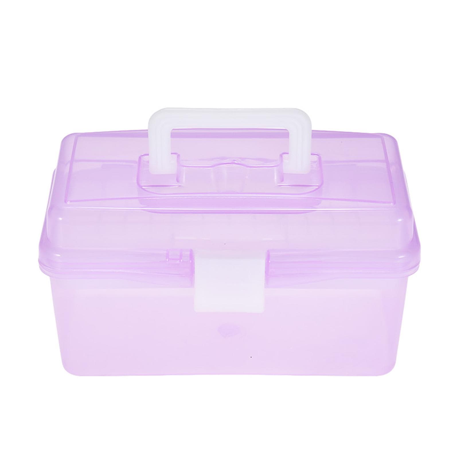 Clear Plastic Art Storage Box Watercolor Oil Painting Supplies Multipurpose Case Portable for purple