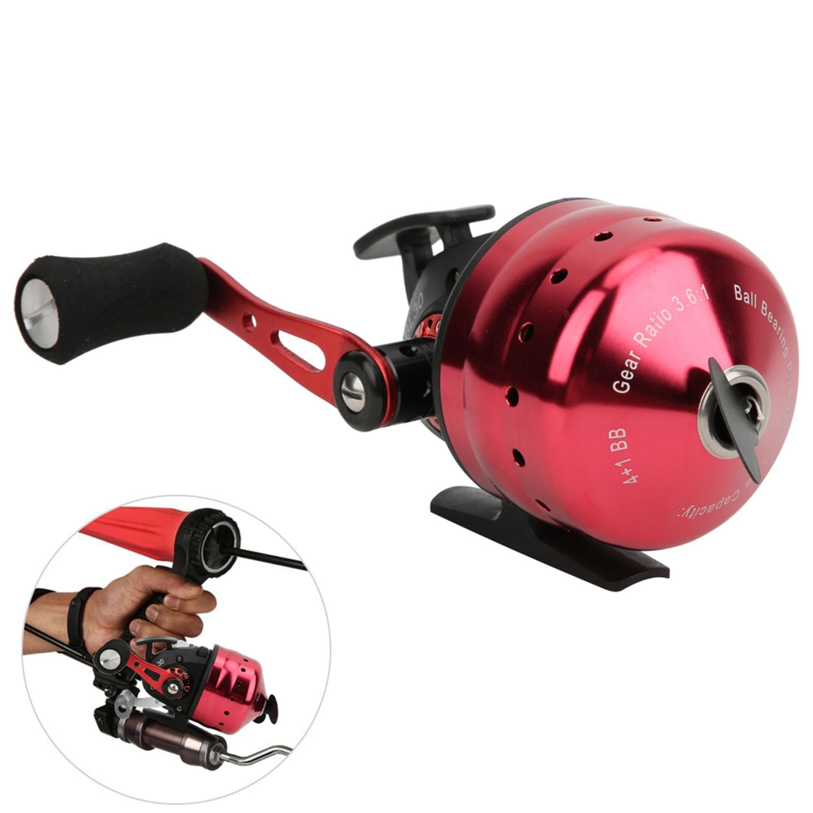 Outdoor Bow Fishing Spincast Reel Inside Lines Closed Fish Hunting Shooting Accessorygolden red