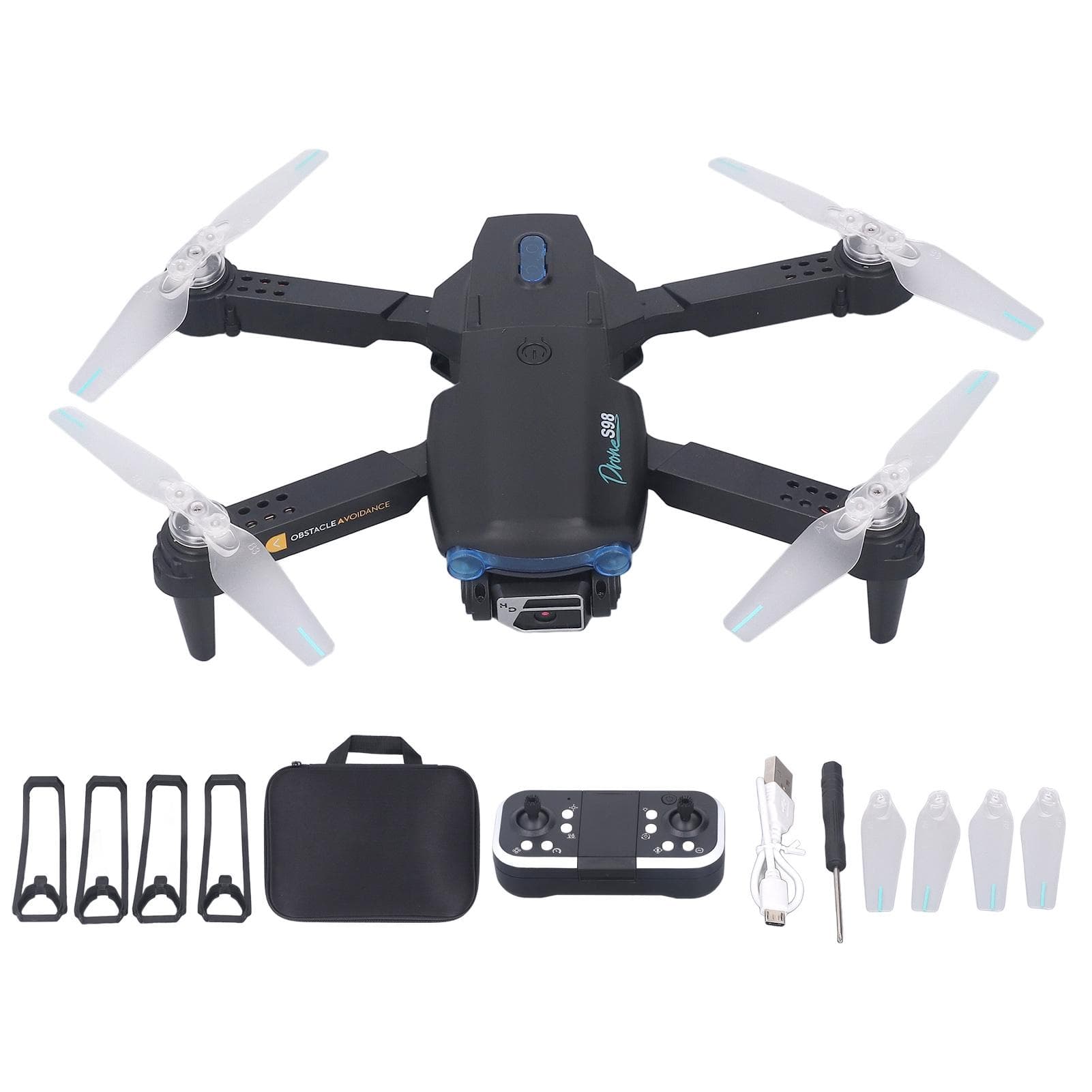 S98 4 Axle RC Aircraft Double Camera 360 Degree Obstacle Avoidance Cool Lights Folding Aerial