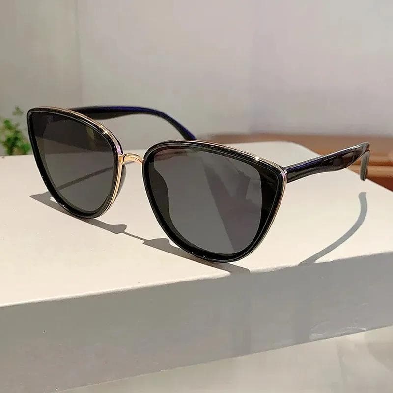 Luxury Designer Triangle Cat Eye Sunglasses Women Vintage Steampunk Metal Sexy Ladies Shades Sun Glasses
