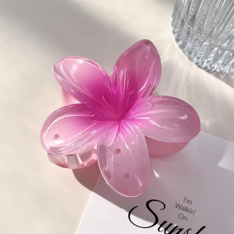 Summer seaside super fairy color flower hair accessories gradient frangipani flower clip rose red