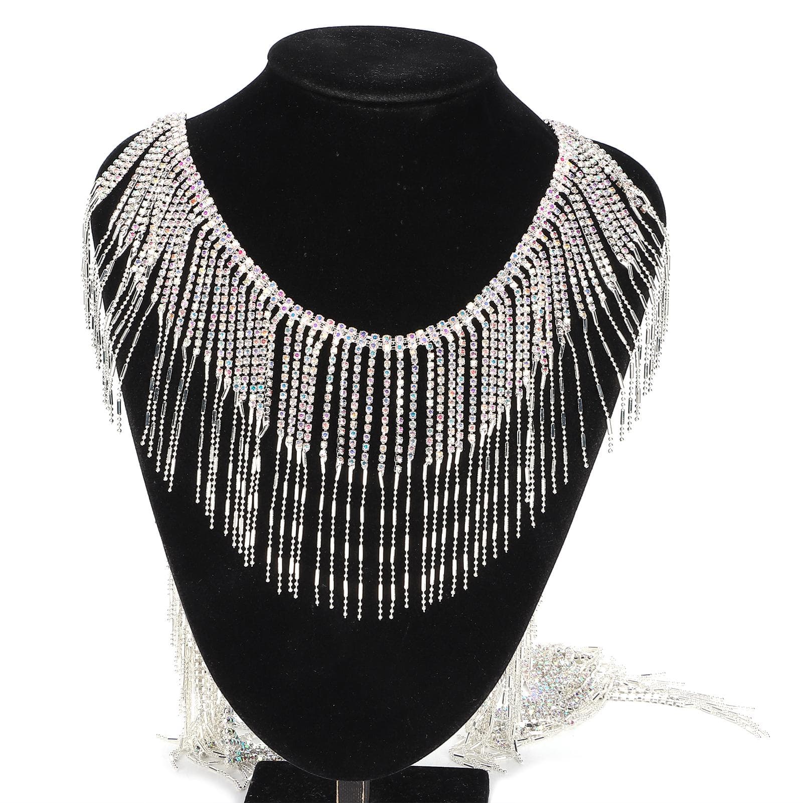 Rhinestone Chain Cup Shiny Crystal Glass Tassels Decoration for Crafts Sewing DIY 1 YardSilver AB