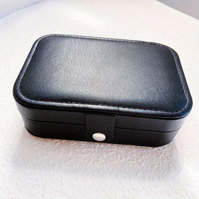 Gorgeous style fabric lined organizer with no electricity - Versatile double storage for earrings, necklaces, rings - Rectangular tabletop 1 black