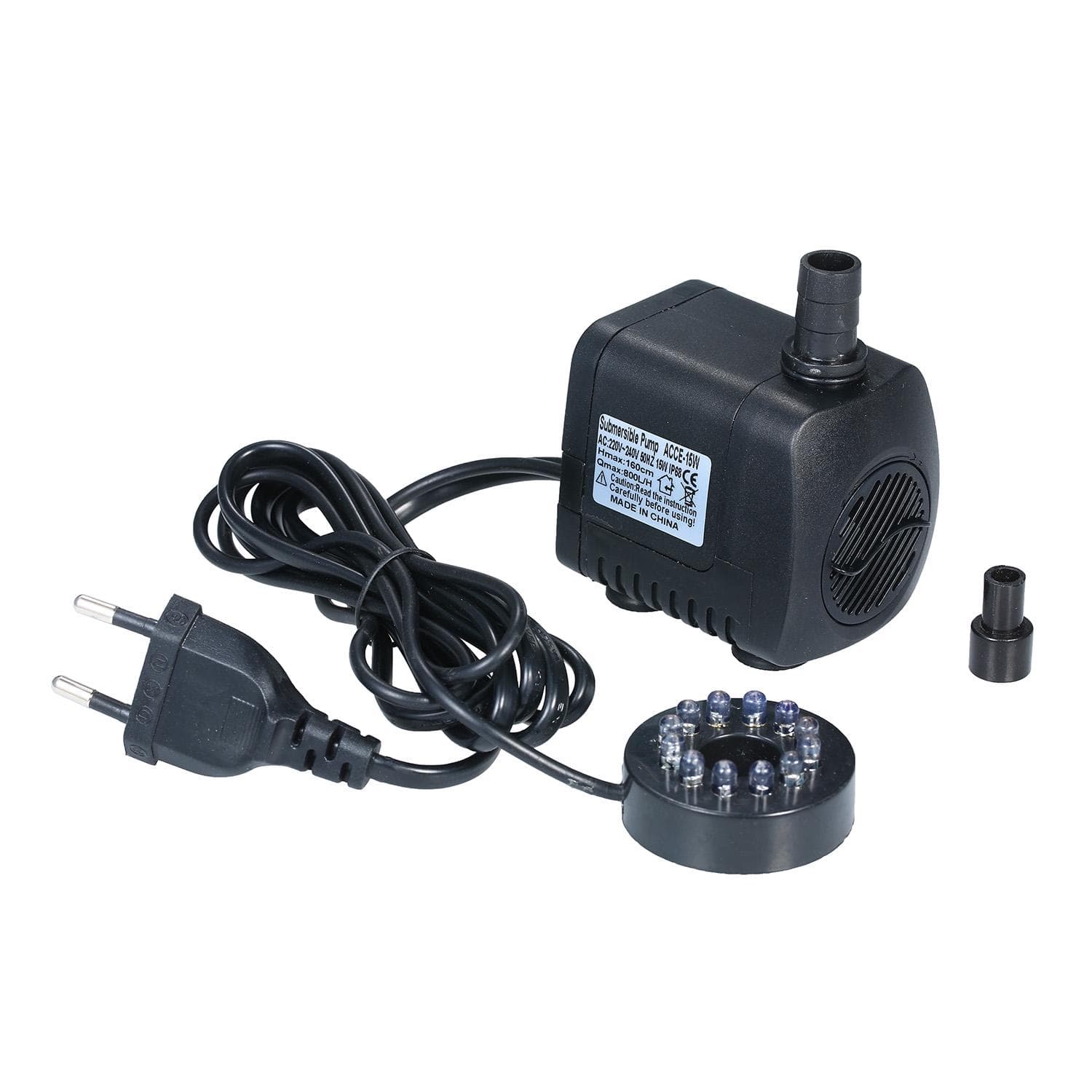 LED Light Submersible Pump 800L/H Ultra-Quiet Aquarium Pond Tank Pool Water Fountain Pump UK Plug EU Plug