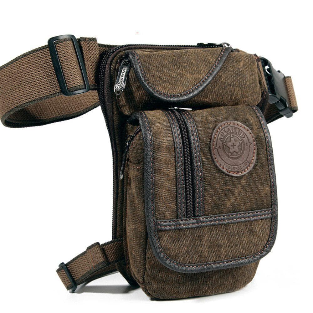 1Pcs Canvas Bag Multi-purpose Outdoor Crossbody Men's Belt Hip Bum Waist Fanny Pack Shoulder Bags One Size brown