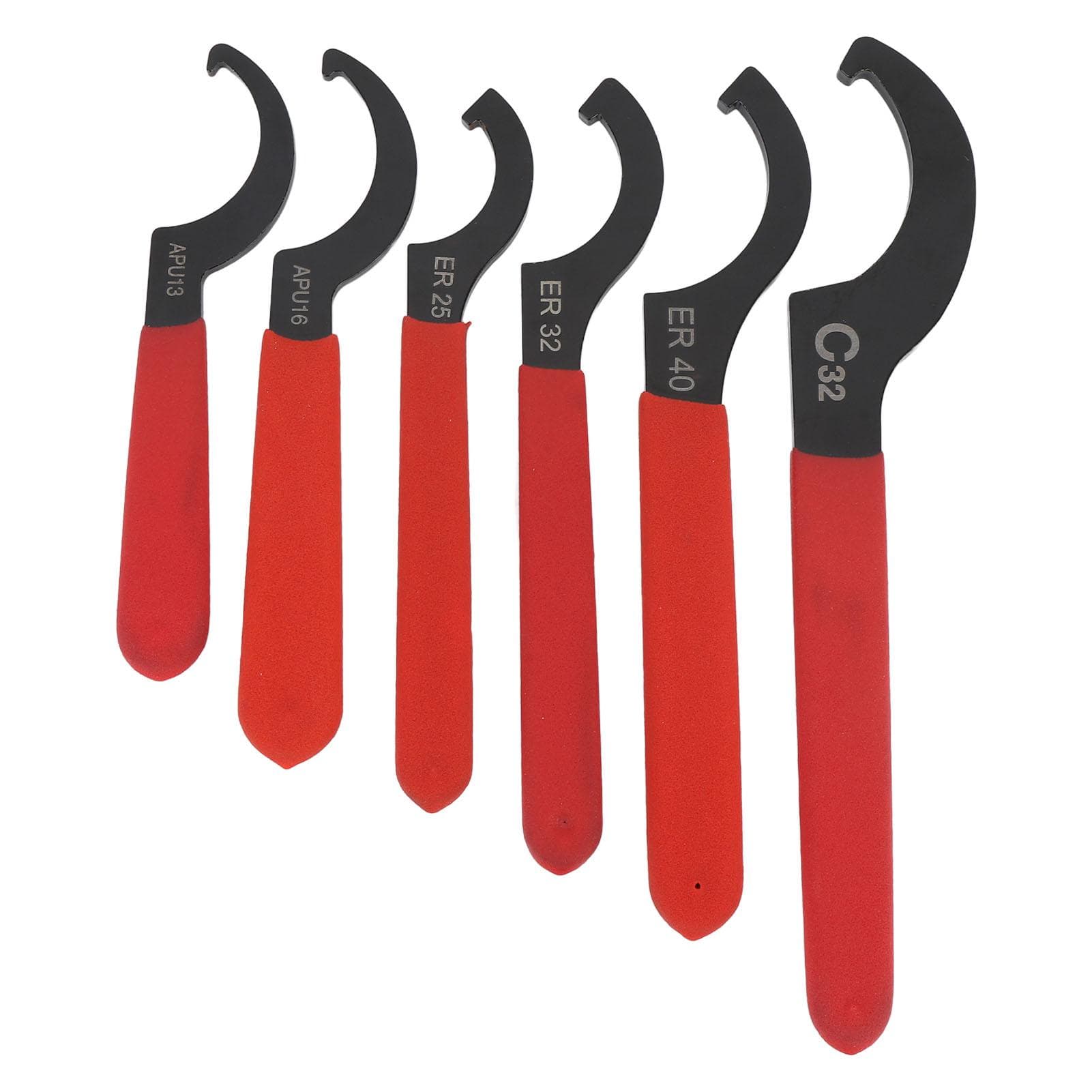 6Pcs Universal Spanner Wrench Set APU13 16 ER25 32 40 C32 Steel Adjustable Shock Spanner Hook
