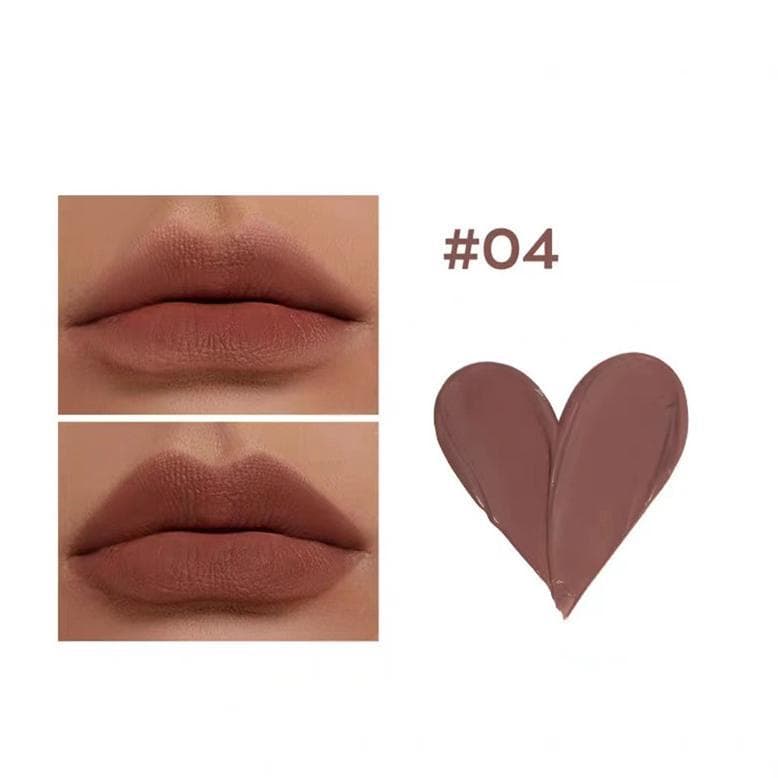 1Pc Waterproof Matte Nude Lip Gloss Brown Nude Pigment Dark Red Long Lasting Velvet Love Liquid Lipstick Women Makeup Lip Glaze 1PCS HMM #04