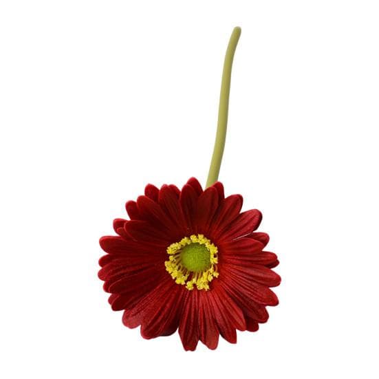 Artificial Gerbera Jamesonii with Stem Realistic Fake Silk Flower Home Office Table Centerpiece Faux Flower Branch Floral Arrangement Decoration wine red