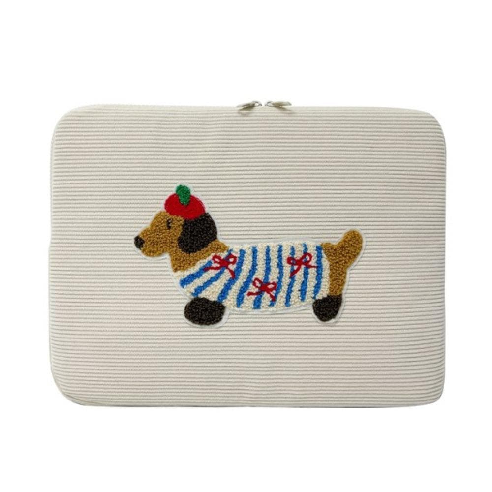 Sweet Tablet Sleeve Bag Cartoon Dog Girl Computer Bag Laptop Sleeve Bag  File Package L beige
